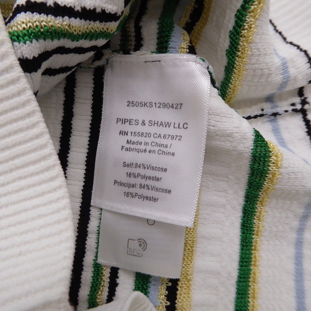 Veronica Beard Womens Varia Cardigan White Multi Metallic Stripe Ribbed Knit XS - Picture 9 of 11